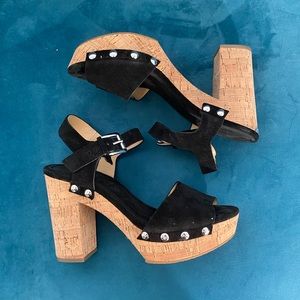 Michael Kors Hayden Black Suede Platform Sandal